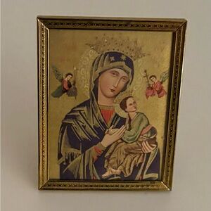 The Virgin Mary and Child Small Gold Frame -Vintage